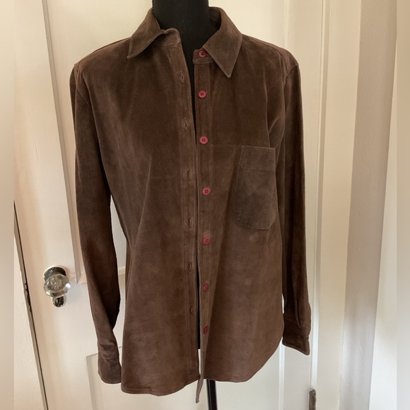 Vintage chocolate brown suede shirt jacket - Picture 1 of 6